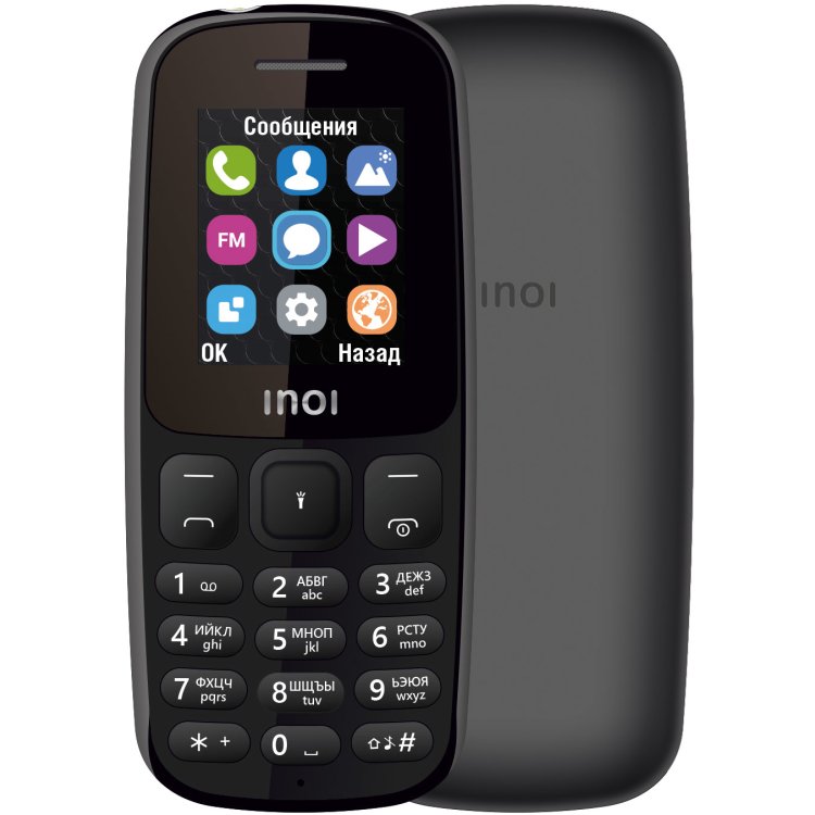 Сотовый телефон INOI 101 черный (2*SIM,1,8", 600 мАч, встр. 32Мб, micro SD до 16 Гб FM, BT)