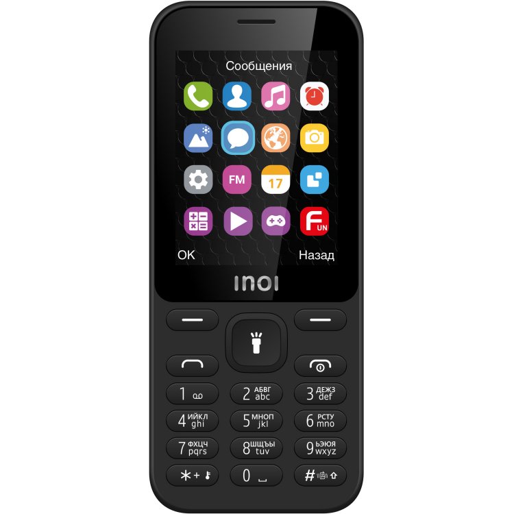 Сотовый телефон INOI 241 черный (2*SIM, 2,4", 320х240, 600 мАч, micro SD до 16 Гб, 0,1Мп, FM, BT)
