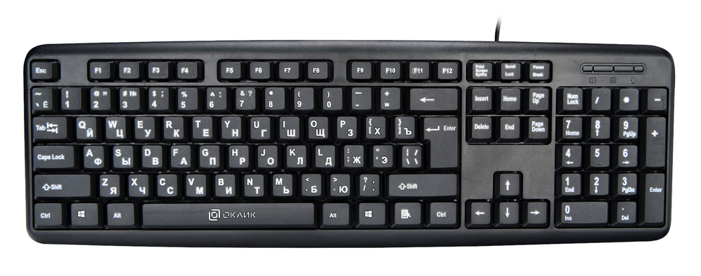 Клавиатура Oklick 180V2 черный USB 1.8м