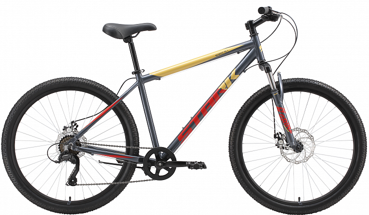 Велосипед Stark'23 Respect 26.1 D Microshift серый/красный/желтый 18"