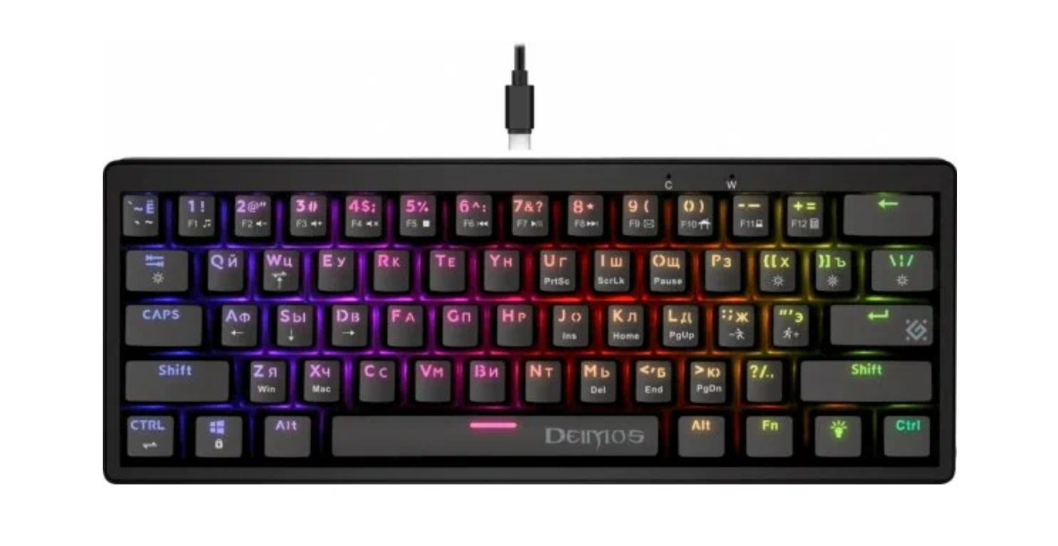 Клавиатура Defender механическая Deimos GK-303 RU,RGB,61кн,розов.свитчи,черн.