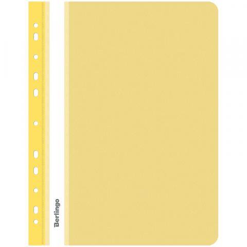 Папка-скоросшиватель пластик. перф. А4, 180мкм, желтая, ASp_04205, BERLINGO*, 133512