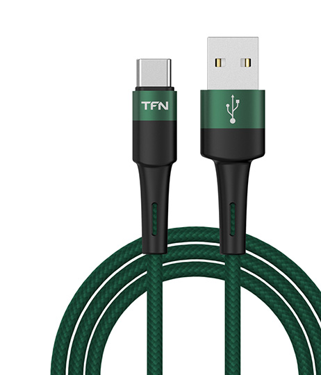 Кабель USB 2.0 - Type C TFN ENV 1.2m нейлон/зеленый, TFN, TFN-С-ENV-AC1MGRN
