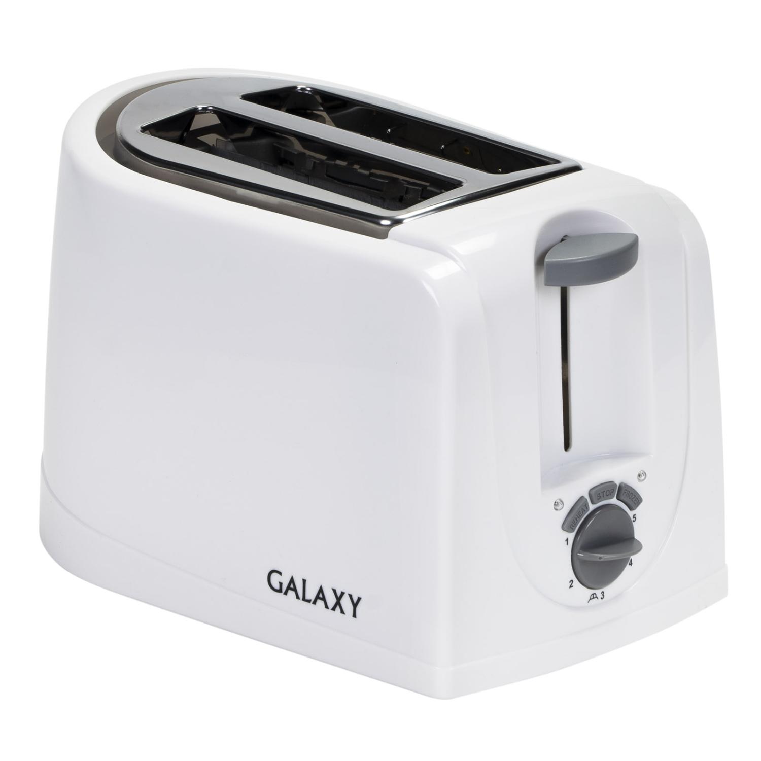 Тостер Galaxy GL 2906 (850Вт, на 2 тоста, белый) 