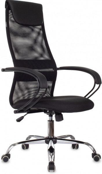 Кресло руководителя Бюрократ CH-607BS черный сетка/ткань крестов. металл хром