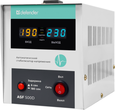 Стабилизатор напряжения Defender ASF 500D напольный 300Вт метал корпус, 1 розетка