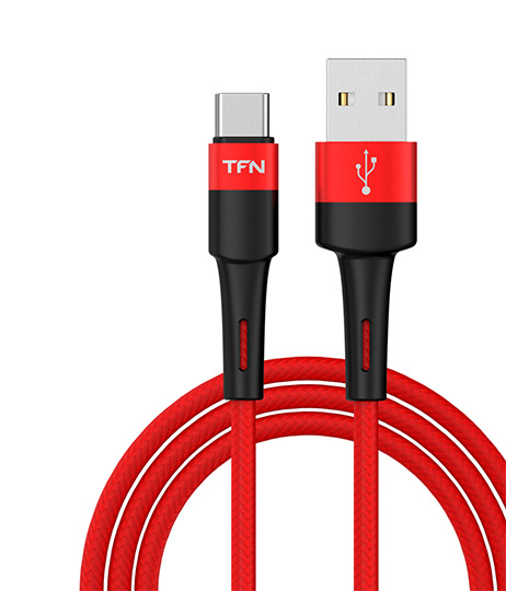 Кабель USB 2.0 - Type C TFN ENV 1.2m нейлон/красный, TFN, TFN-С-ENV-AC1MRD
