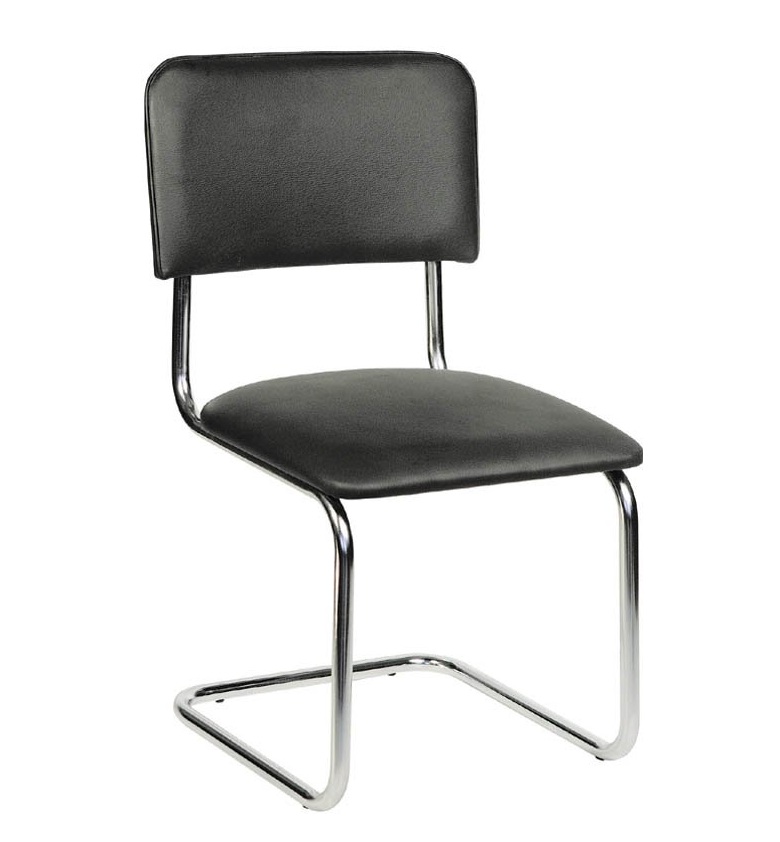 Кресло Сильвия чёрный кож.зам, хром 