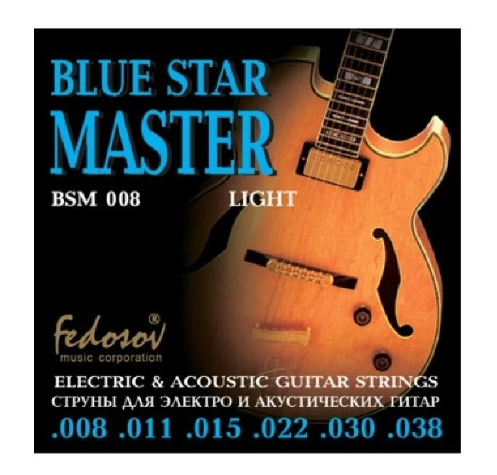 Струны для электрогитары BSM008 Blue Star Master Light <нерж. сплав, 8-38, Fedosov>
