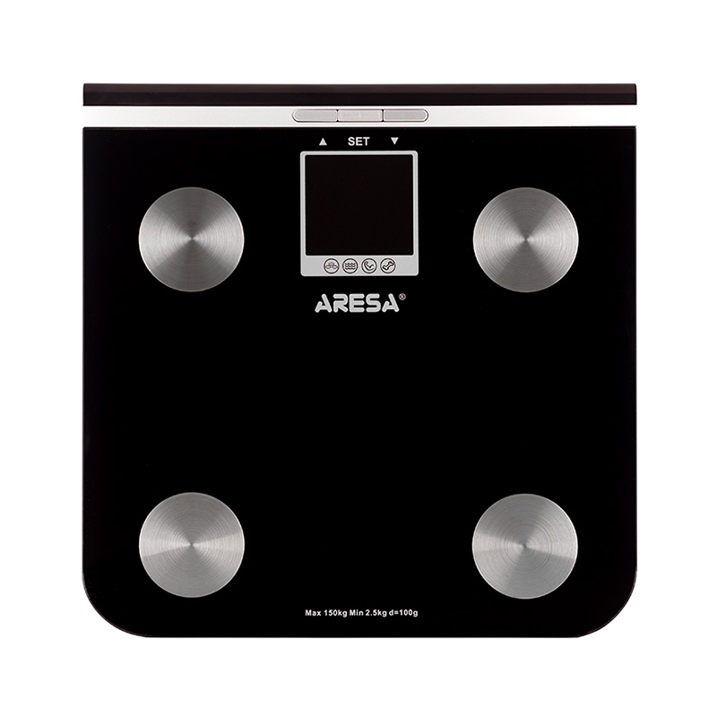 Весы напольные электронные Aresa AR-4403 до 150 кг,уровень жира,воды,мышечной и костной массы,стекло