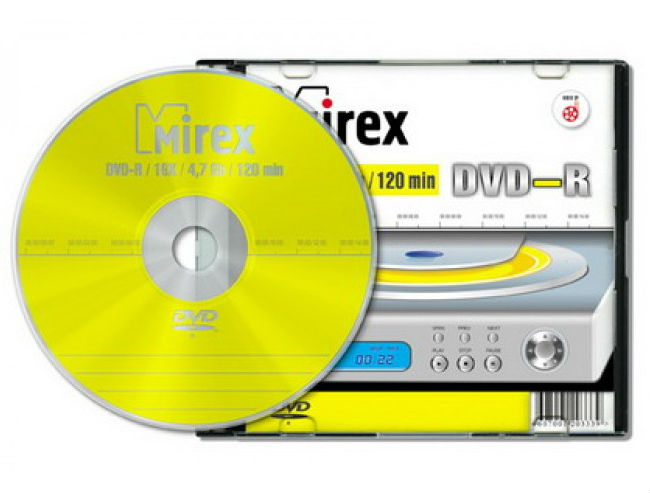 Записываемый диск DVD-R 4.7Gb Mirex 16x slim
