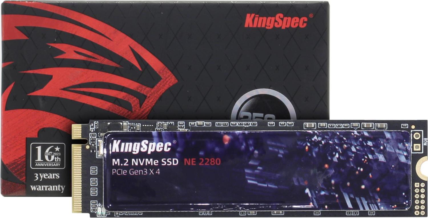 Диск SSD M.2 2280 256Gb Kingspec (NE-256 2280) (PCI-E 3.0 x4, up to 2200/1300MBs,174TBW,NVMe,3D TLC)