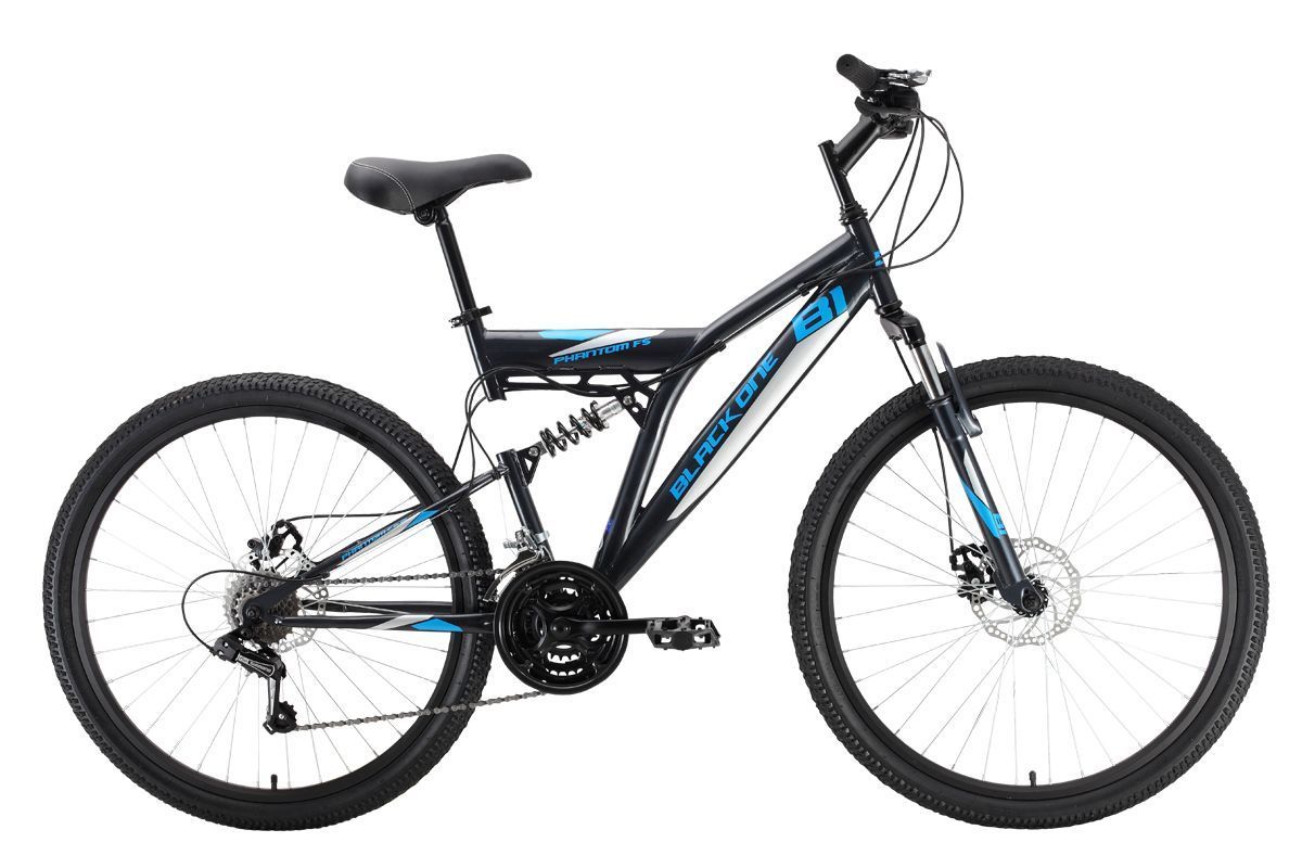 Велосипед Black One Phantom FS 26 D серый/голубой/серебристый 20"
