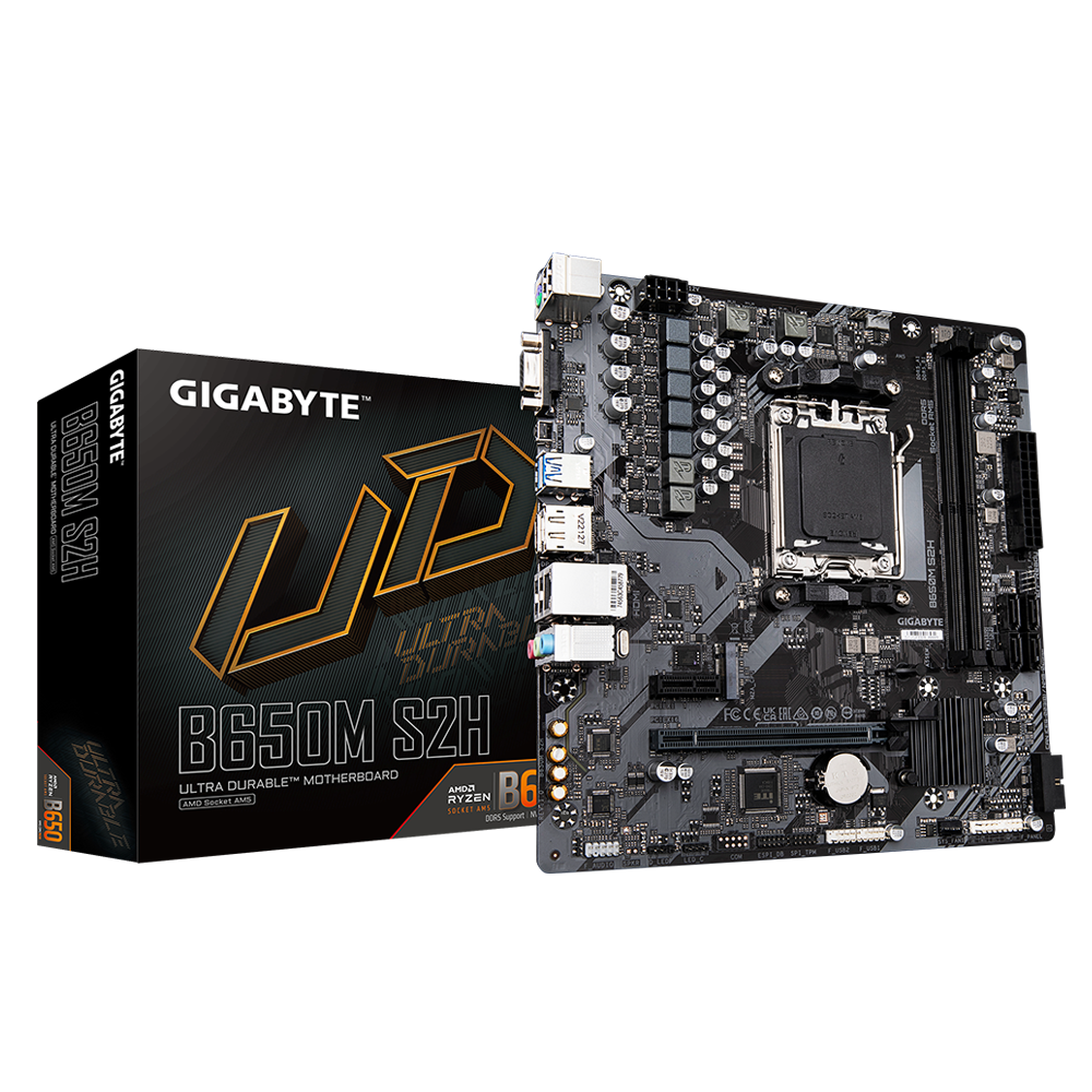 Материнская плата Gigabyte B650M S2H SocketAM5 AMD B650 mATX AC`97 8ch(7.1) GbLAN RAID+VGA+HDMI+DP