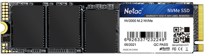 Диск SSD M.2 2280 512Gb Netac NV2000 Series <NT01NV2000-512-E4X> (2500/1000Mbs,180000 IOPS,3D TLC)