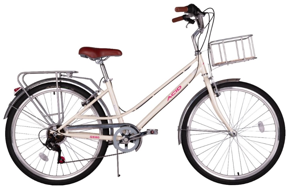 Велосипед ACID Q 680 (26"  рост. 15") Pearl/Pink 2026 (с корзиной)