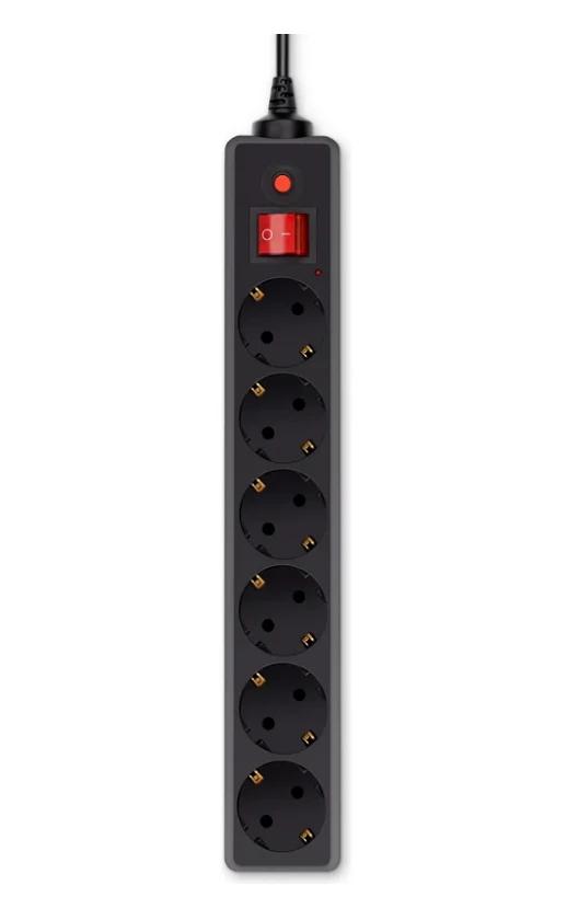 Сетевой фильтр Buro 600SH-3-B 3м (6 розеток) черный (коробка)