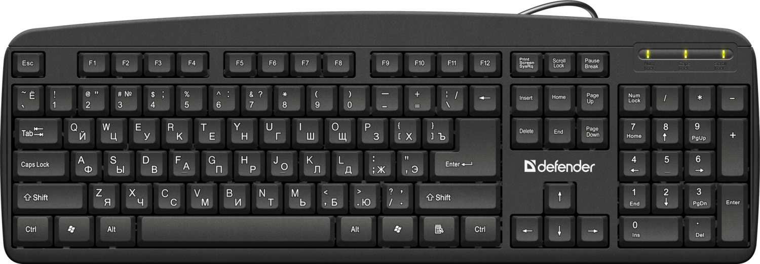 Клавиатура Defender Office HB-910 RU USB черный,полноразмерная 