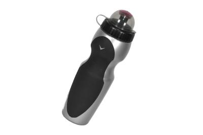 Фляга V-9000S\Blk, 750мл, пласт., с клапаном, прозрачная крышка, резиновые вставки, серебр./черн.