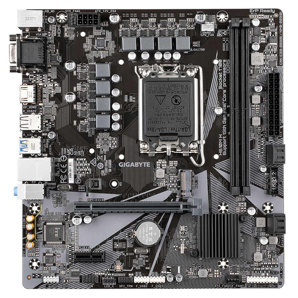 Материнская плата Gigabyte H610M H DDR5 (S1700 2xDDR5 VGA HDMI GbLAN M.2)