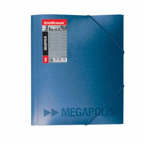 Папка на резинках ERICH KRAUSE "Megapolis" А4 синяя, до 300 листов, 0,6мм, 14421