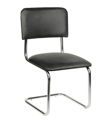 Кресло Сильвия чёрный кож.зам, хром 