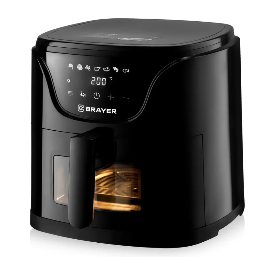 Аэрогриль Brayer 2061BR 1500 Вт,5 л, t. 200С, съемная решетка, таймер, LCD-дисплей, 7 программ