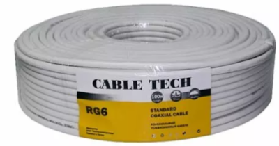 Кабель коаксиальный 75 Ом RG6 0.8(жила)/32*0.12(оплетка) CCS/AL, Cable tech Light