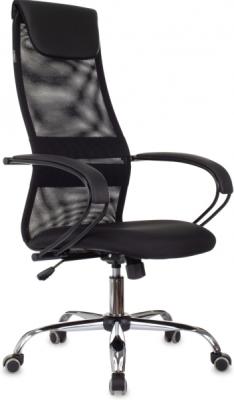 Кресло руководителя Бюрократ CH-607BS черный сетка/ткань крестов. металл хром
