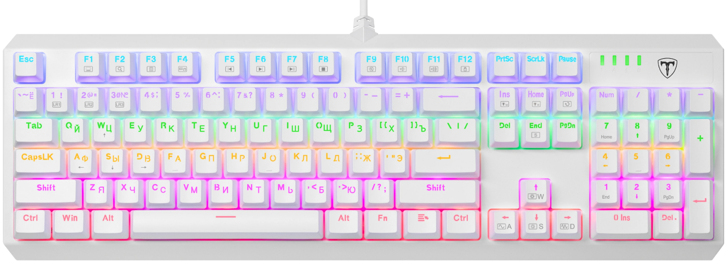 Клавиатура T-line Axis RU,радужная белая,104кн игровая DEFENDER
