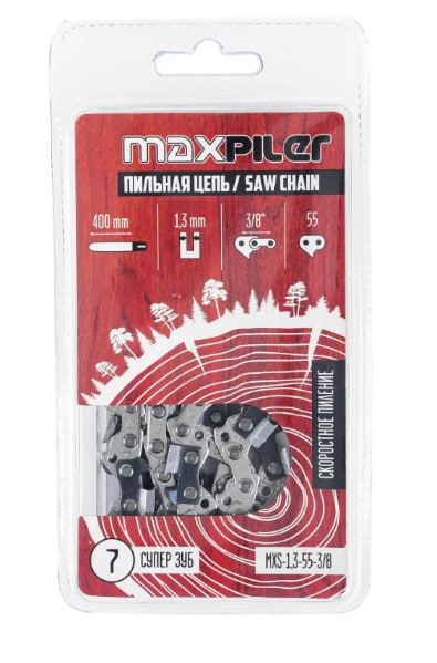 Цепь пильная 55зв. 3/8P 1,3мм 16'' "MXS-1,3-55-3/8" (Maxpiler)