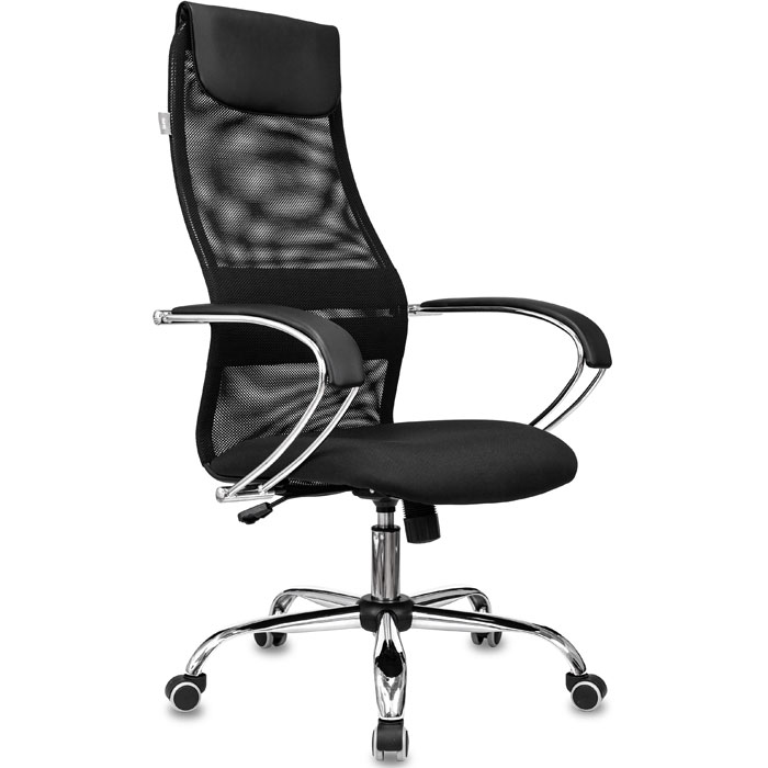Кресло руководителя Бюрократ CH-607BS черный сетка/ткань крестов. металл хром