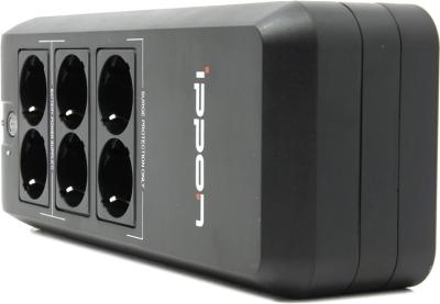 Источник б.п. UPS IPPON BACK Verso 600VA (300Вт/12В/5Ач х1шт/170-270В/евро-розетки 6шт.)Black