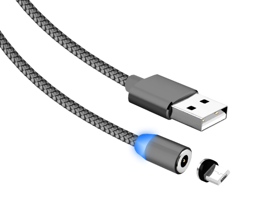 Кабель USB 2.0 - microUSB JETACCESS JA-DC26 1м серый(опл.,USB/microUSB,Magnet,2A)