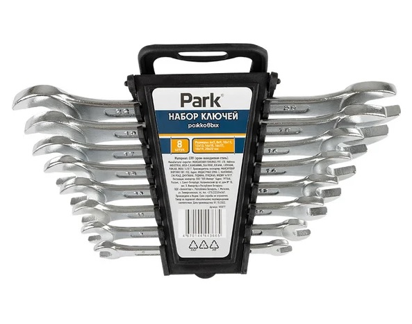 Набор рожковых ключей Park 8 шт Crv пластиковый кейс\\105077