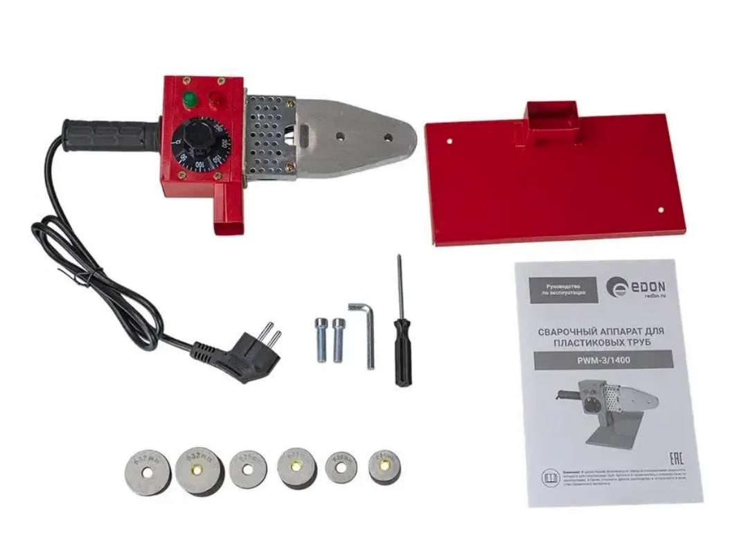 Сварочный аппарат для пластиковых труб Edon PWM-3/1400 (1400Вт; 50-300°С; 20/25/32, мет кейс)