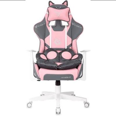 Кресло игровое Knight Catzy серый/розовый экокожа крестов. пластик пластик белый