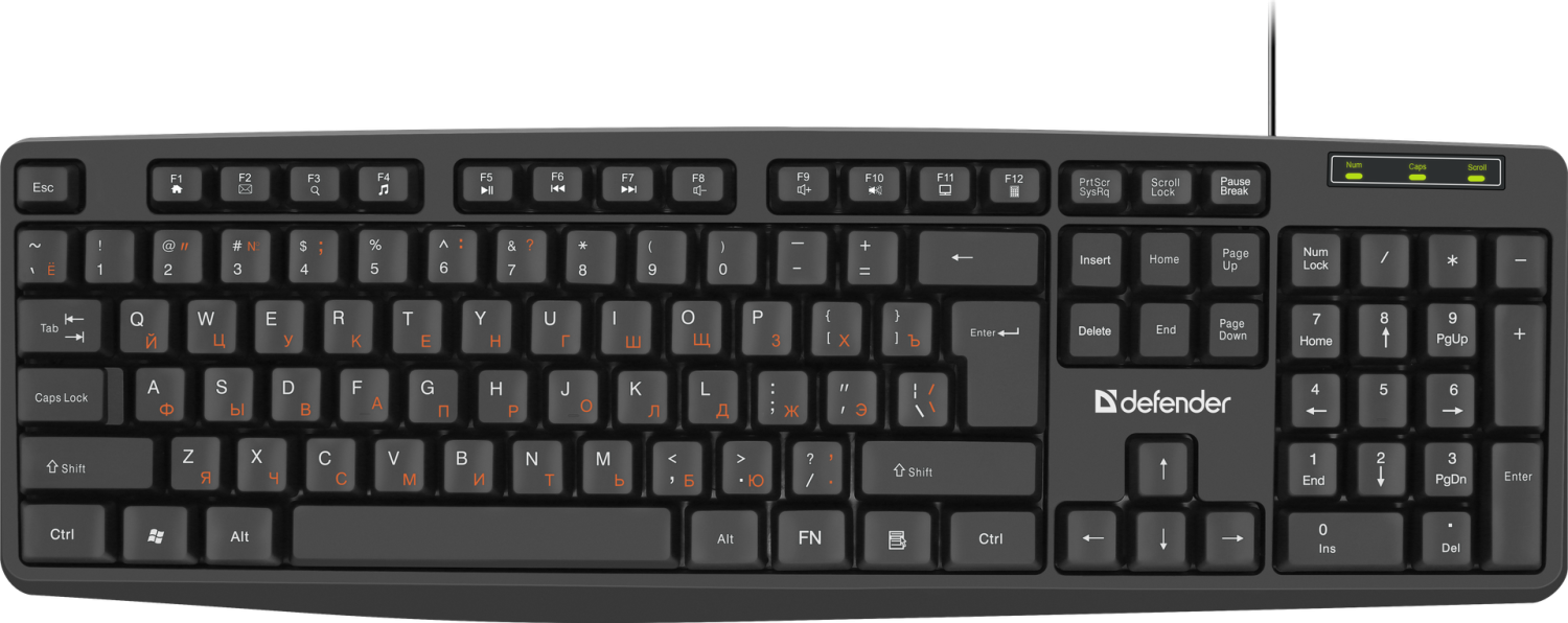 Клавиатура Defender Concept HB-164 RU,черный,104+FN