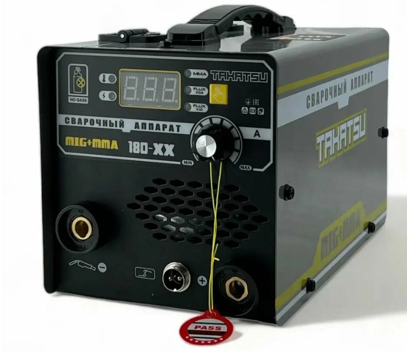 Сварочный аппарат TAKATSU 180XX Инверторный полуавтомат,сварка без газа, 7,9кВт, ток 20-180А