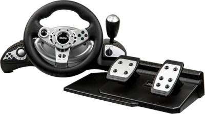 Руль Диалог GW-255VR Dialog  CyberPilot - вибро, 2 педали+рычаг, PC USB/PS4&3/XB1&360/Android/Switch
