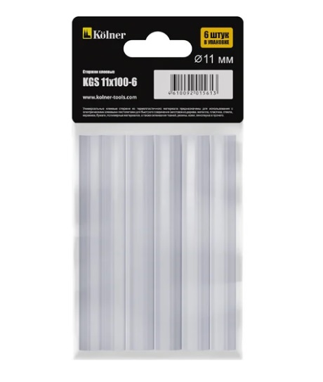 Стержни клеевые Kolner KGS 11x100-6 100мм, диам. 11мм, (6шт)