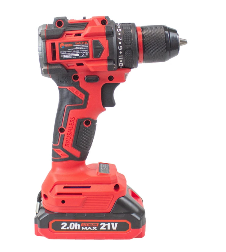 Аккумуляторный шуруповерт Edon UAD-21BL  бесщеточ. (21В,40Нм;2х2,0Ач Li-Ion)