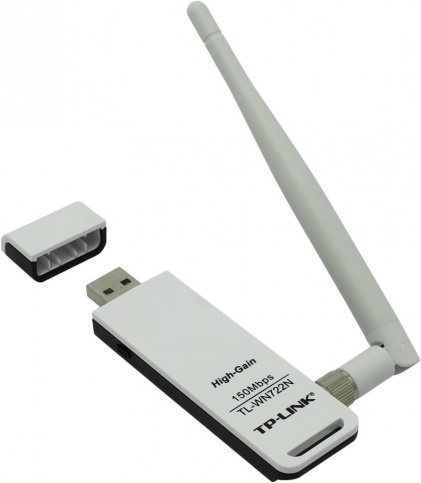 Сетевой адаптер TP-Link TL-WN722N USB (150Mbps,съемная всенаправленная антенна (RP-SMA)),(4 дБи)