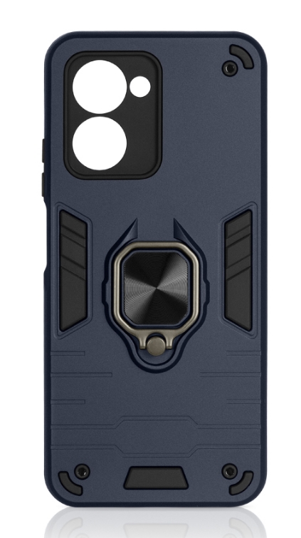 Чехол для Realme C55, накладка,синий, защитный с мет. пластиной и кольцом, DF rmArmor-06 (dark blue)