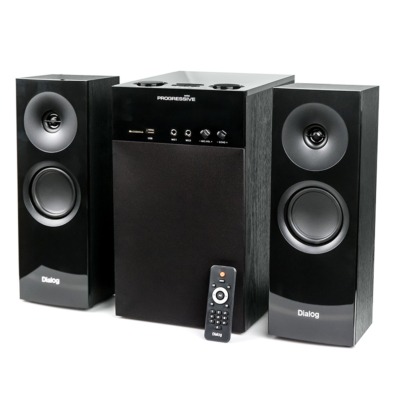 Колонки Dialog Progressive AP-250 BLACK - 2.1, 50W+2*15W RMS, Bluetooth, FM+USB+SD reader, опт. вход