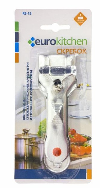 EUROKITCHEN Скребок RS-12 для чистки стеклокерамических,стеклянных и каф. повер. серебристый