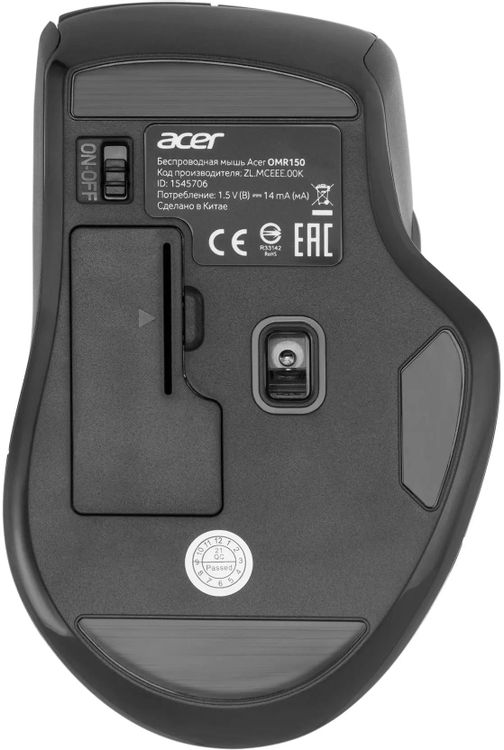Мышь Acer OMR150 черный оптич. 1600dpi беспров. USB 6but (ZL.MCEEE.00K)