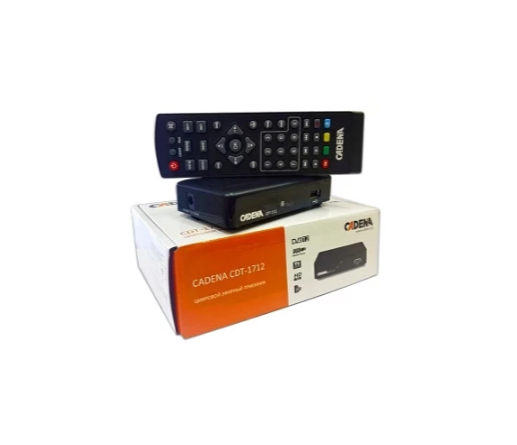 Ресивер DVB-T2 CADENA CDT-1712<1080p,4:3,16:9,USB-MKV,HDMIx1,Кабель 3RCA - 3RCA>