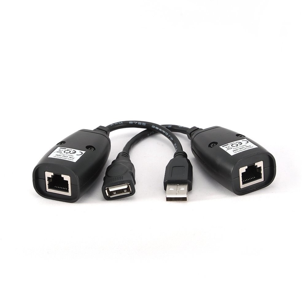 Кабель USB-удлинитель USB 2.0 по витой паре Cablexpert (UAE-30M) USB AM-AF/RJ45Fx2 до 30 метров