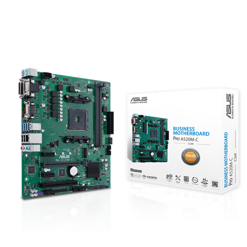 Материнская плата Asus PRO A520M-C/CSM Soc-AM4 AMD A520 2xDDR4 mATX AC`97 8ch(7.1) GbLAN RAID+VGA+DV